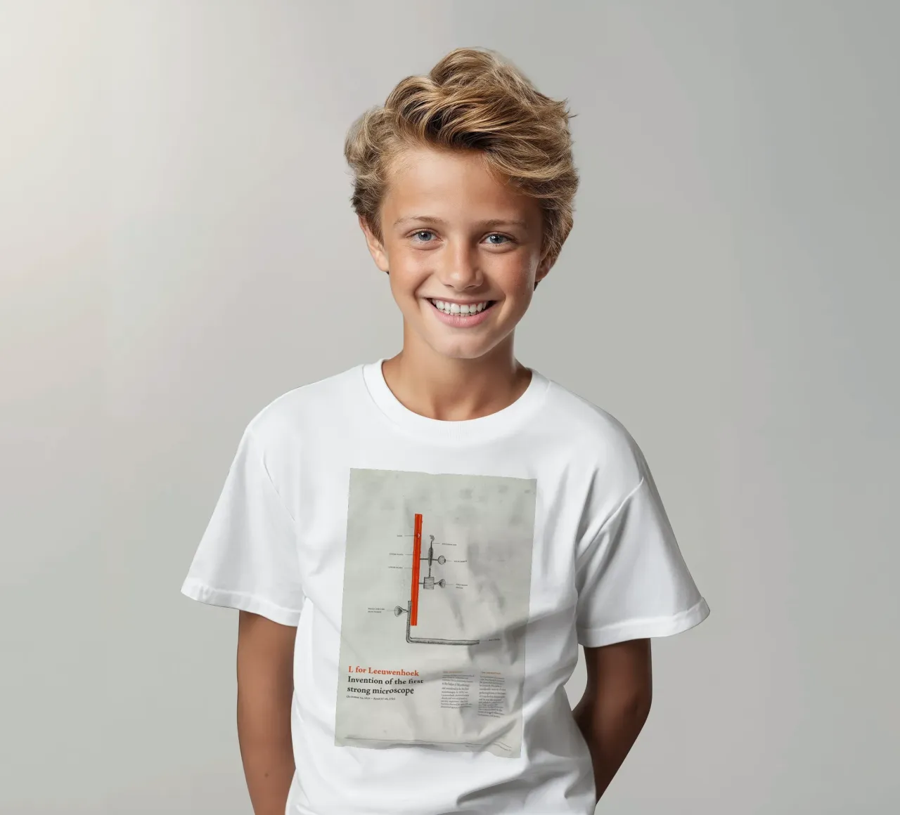 L for Leeuwenhoek t-shirt bambini da Khyati Trehan