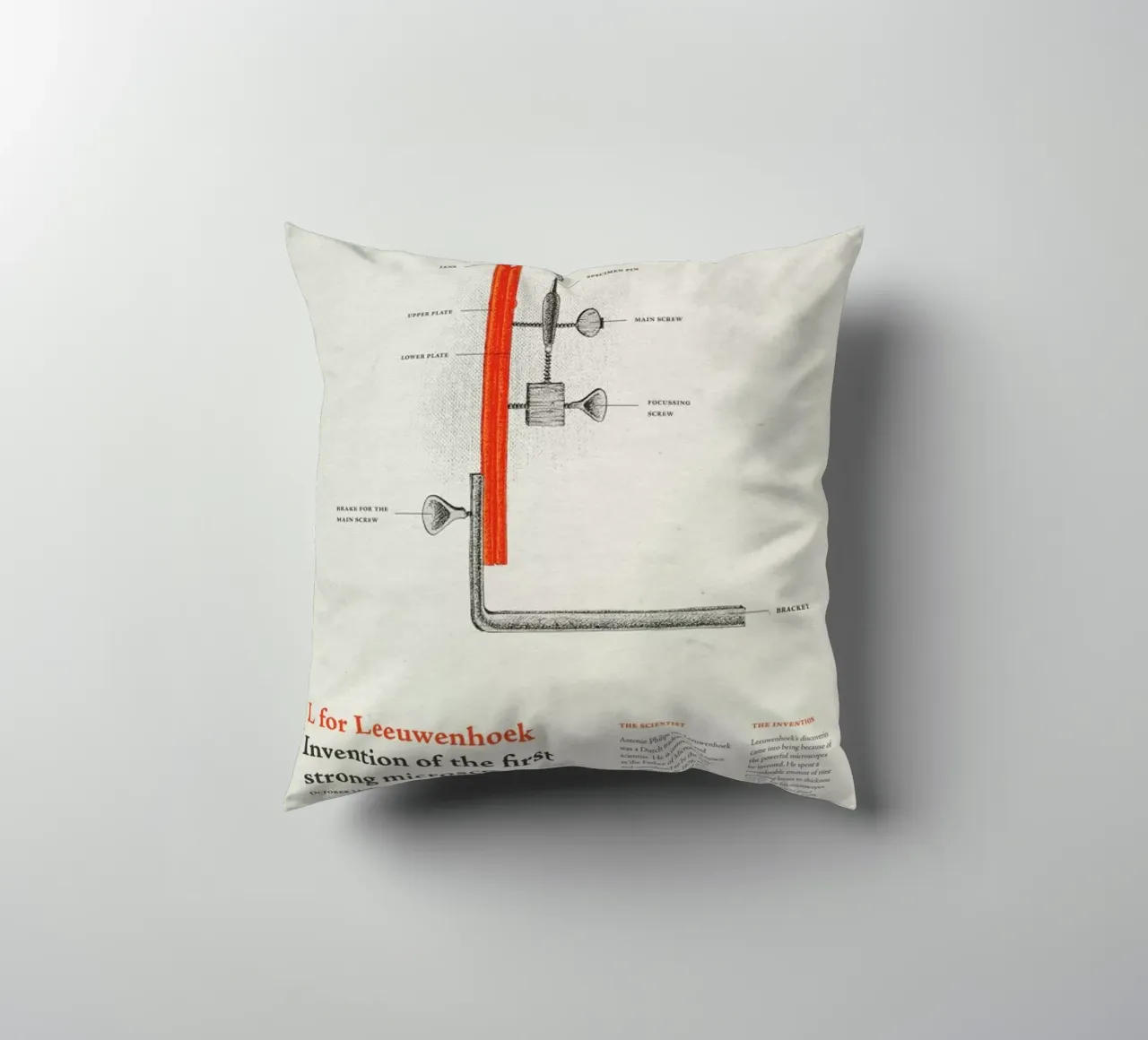 L for Leeuwenhoek cuscino da Khyati Trehan