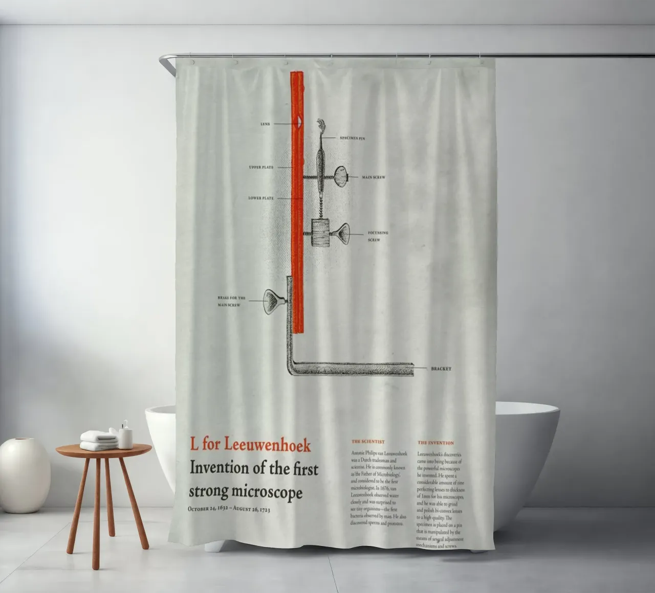 L for Leeuwenhoek Duschvorhang von Khyati Trehan