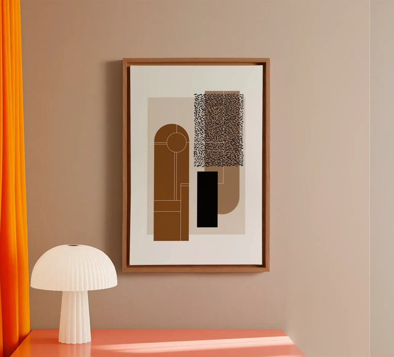 Beige & Brown tela con Cornice a cassetta da Nordic Creators