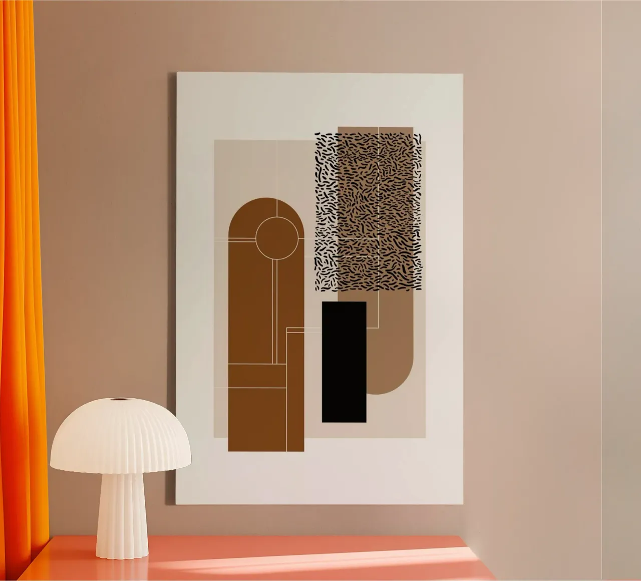 Beige & Brown tela con Cornice a cassetta da Nordic Creators