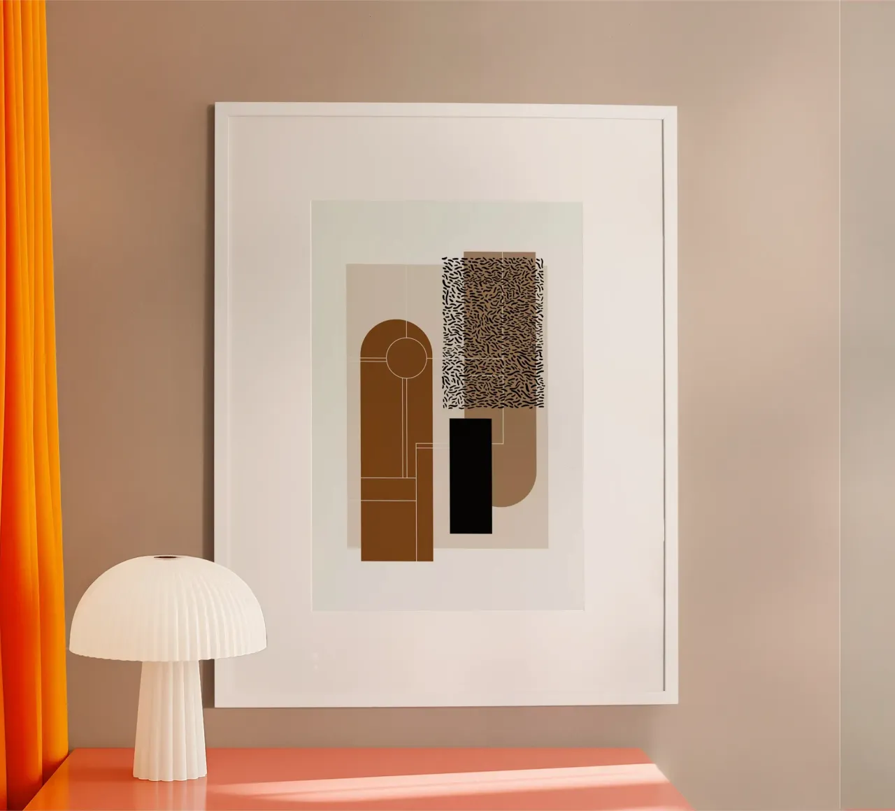 Beige & Brown poster con telaio in plastica da Nordic Creators