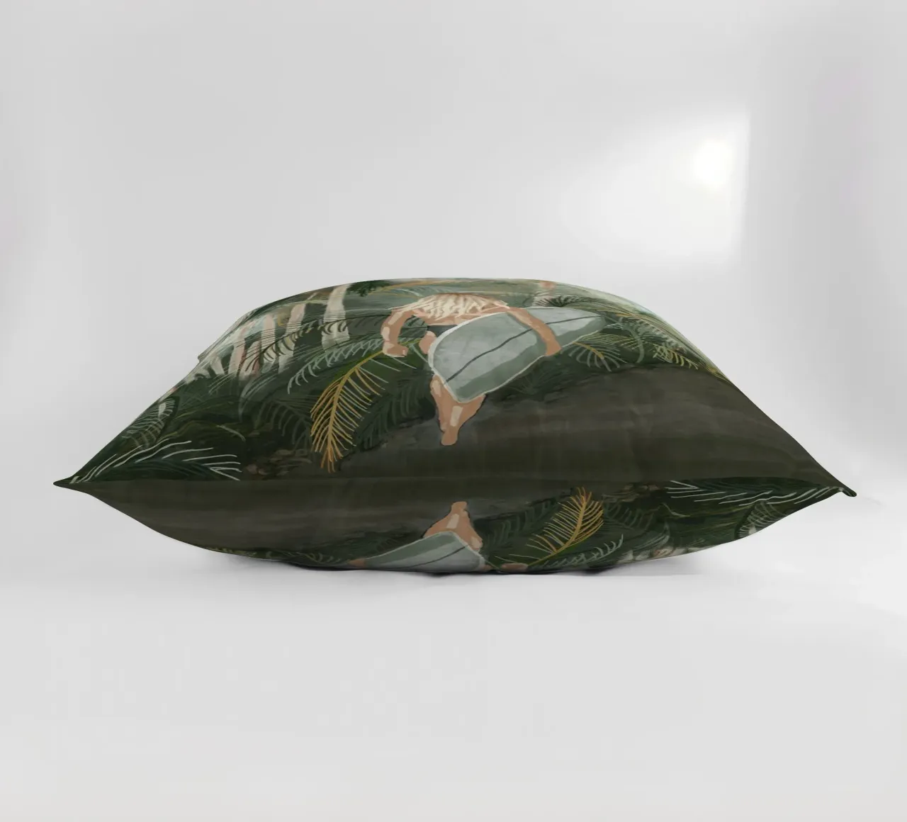 Surfeuse portant une planche de surf Route en palmier tropical - C coussin de This Wild Soul - Illustration