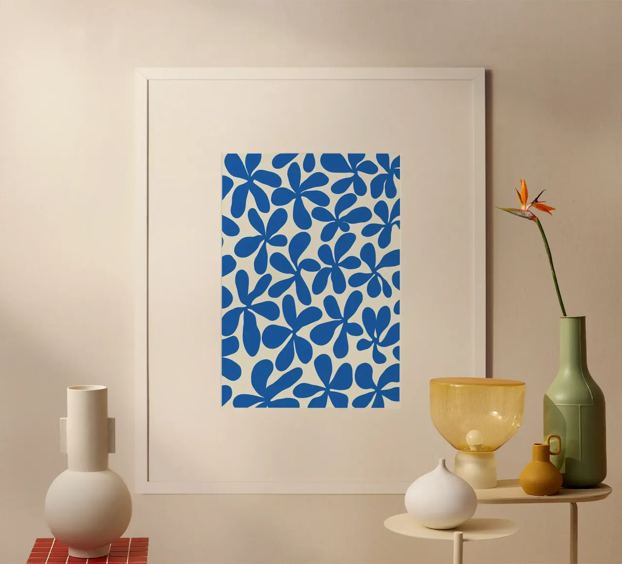 Fiore retrò minimalista 12 poster con telaio in legno da diedrich