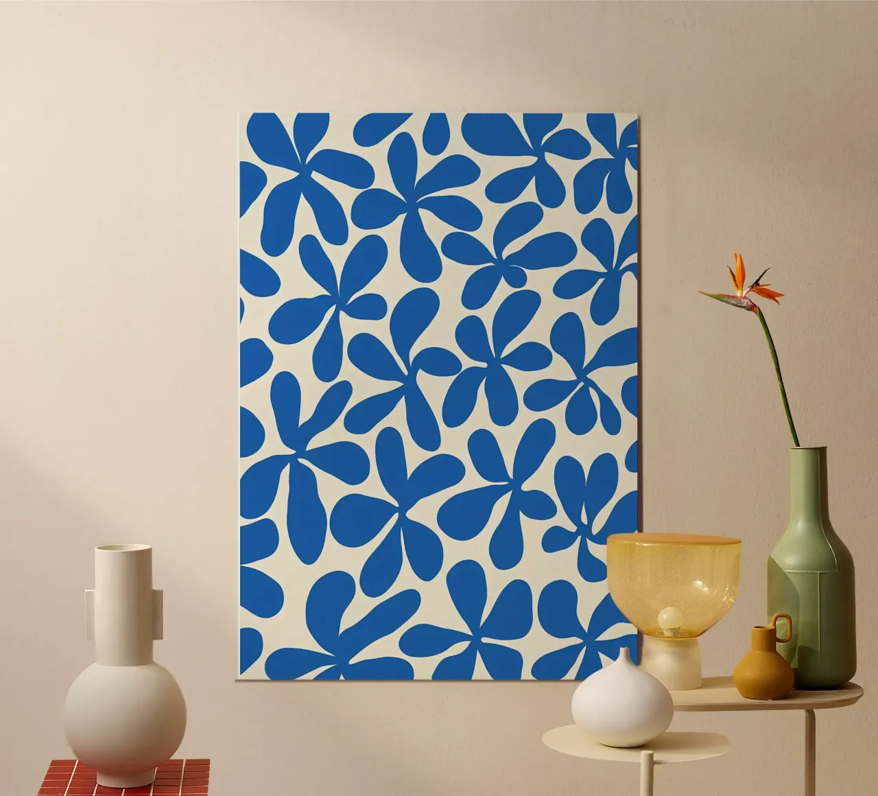 Fiore retrò minimalista 12 poster con telaio in legno da diedrich