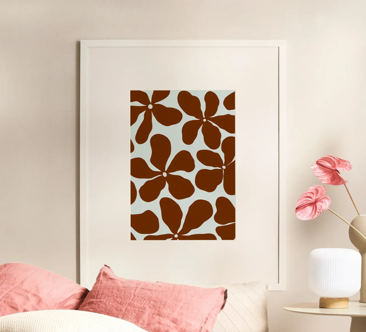 Fiore retrò minimalista 08 poster con telaio in plastica da diedrich