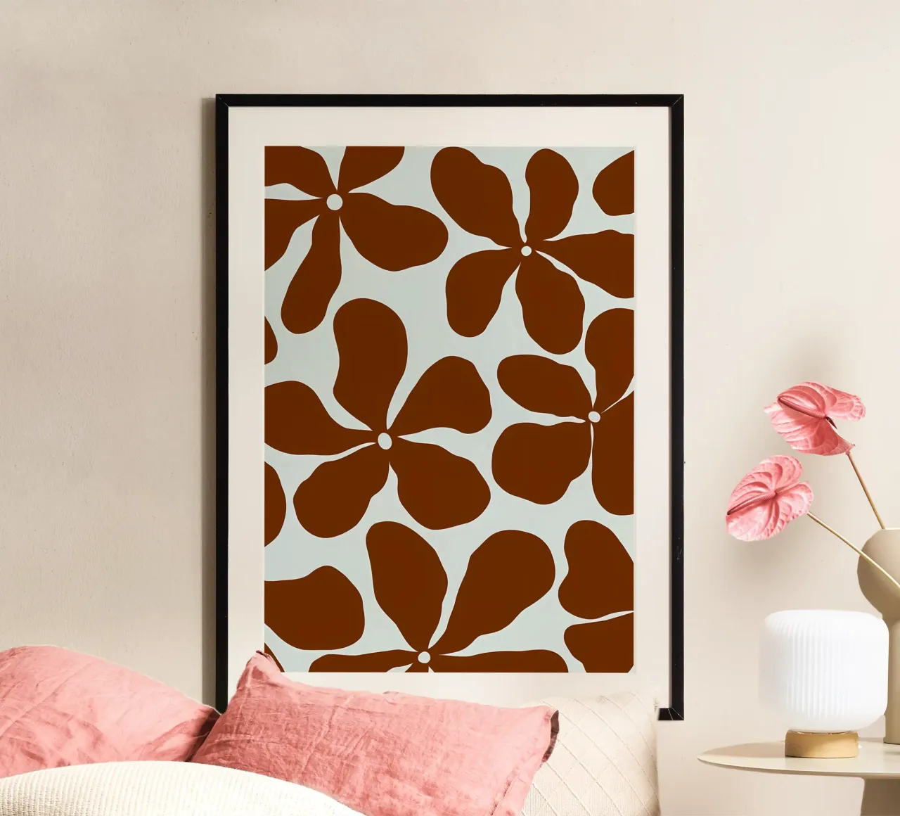 Fiore retrò minimalista 08 poster con telaio in plastica da diedrich