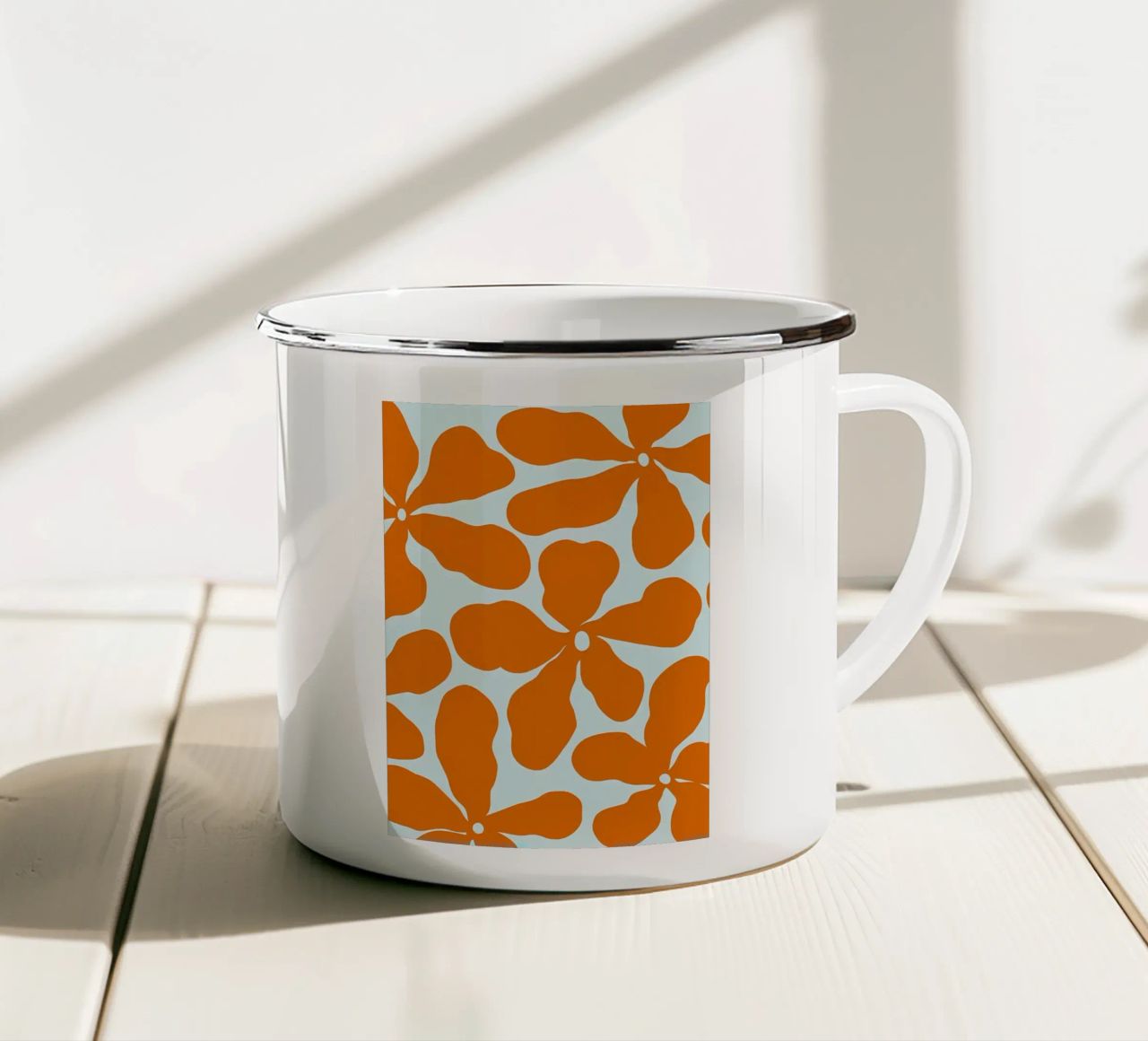 Fiore retrò minimalista 04 tazza in smalto da diedrich