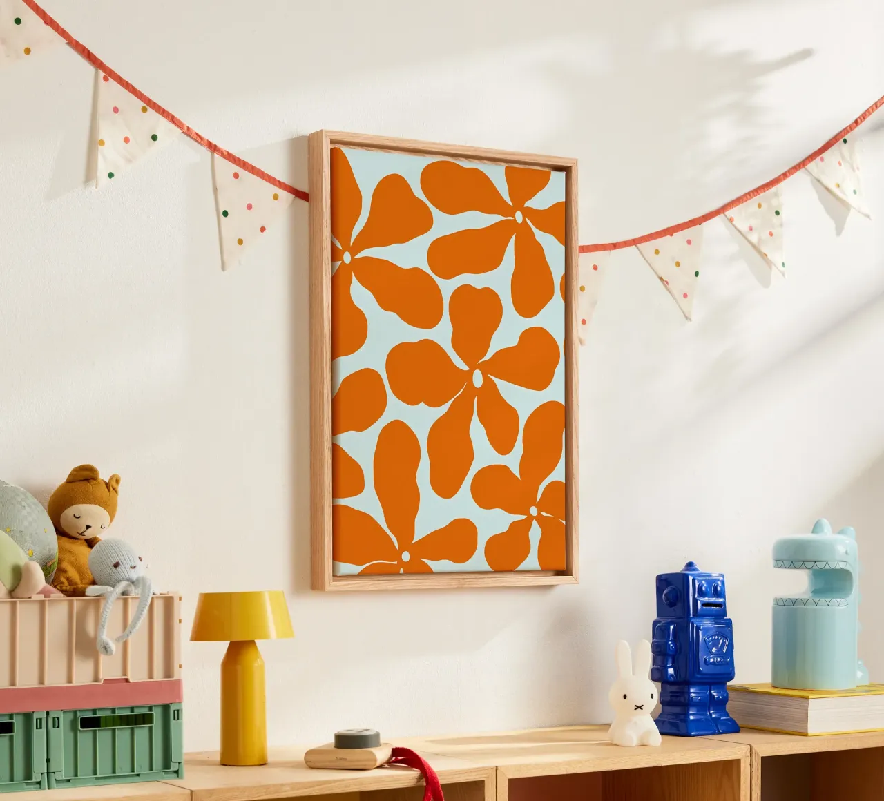 Fiore retrò minimalista 04 tela con Cornice a cassetta da diedrich