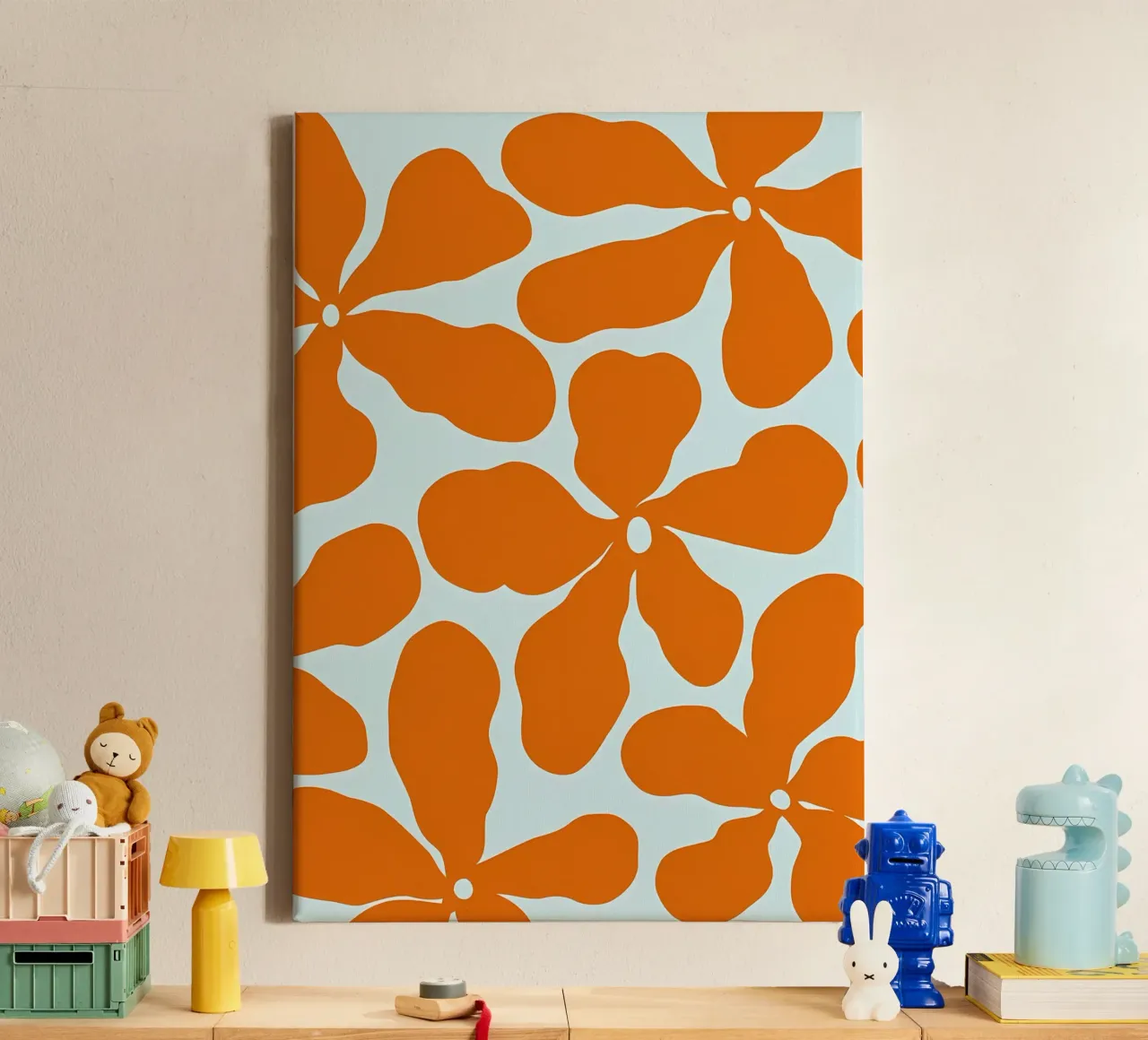 Fiore retrò minimalista 04 tela con Cornice a cassetta da diedrich