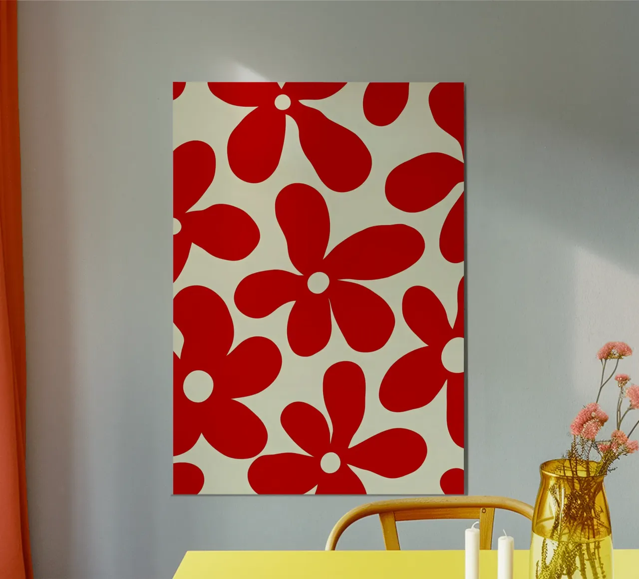 Fiore retrò minimalista 01 poster con telaio in legno da diedrich