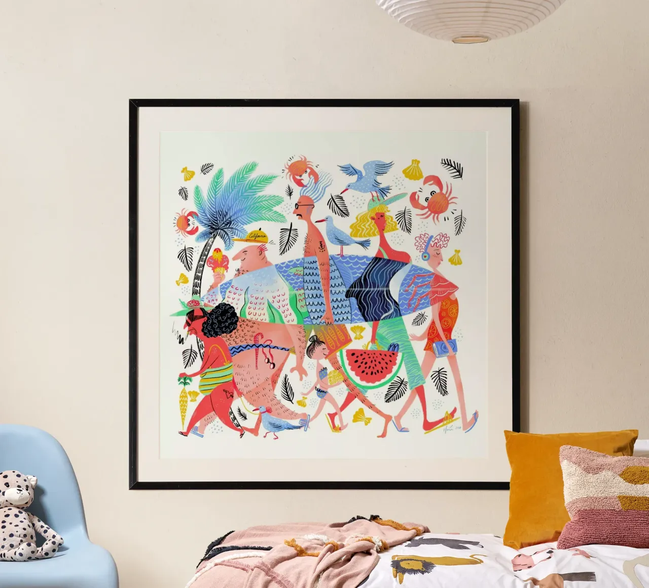 Summer Creatures poster avec cadre en aluminium de Moira Scicluna Zahra