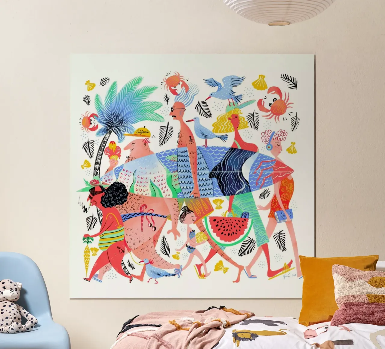 Summer Creatures poster avec cadre en aluminium de Moira Scicluna Zahra
