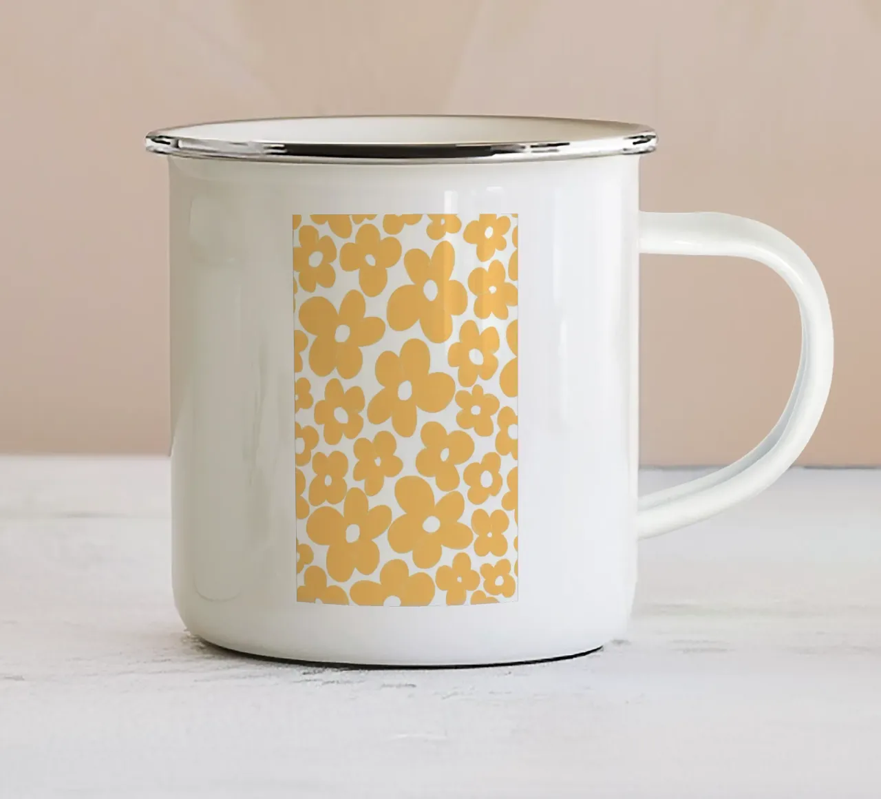 Flores retro 1 taza de esmalte de diedrich