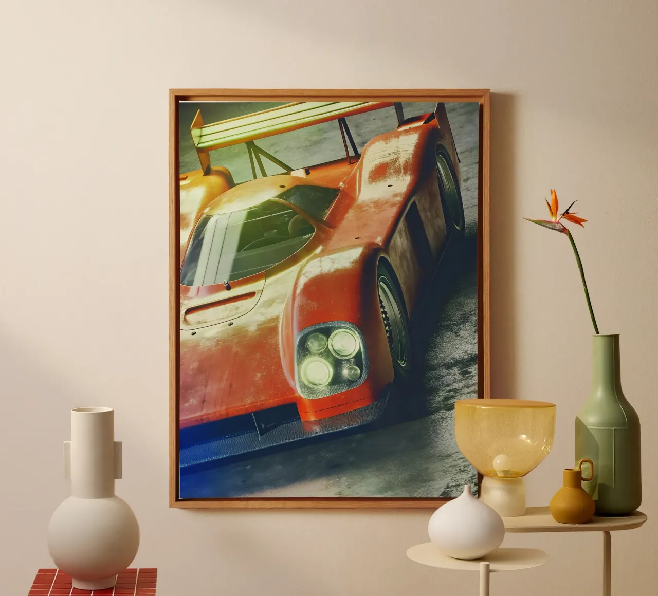 Auto da corsa rossa tela con Cornice a cassetta da CAR EDITION