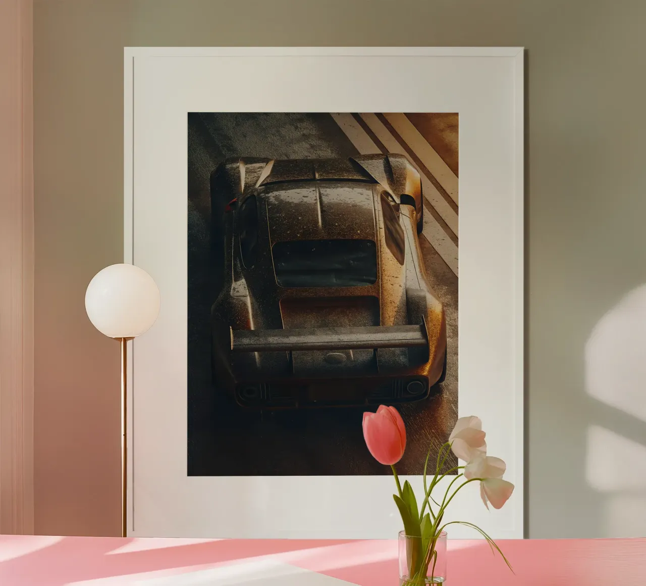 Auto da corsa Dark Shades poster con telaio in legno da CAR EDITION