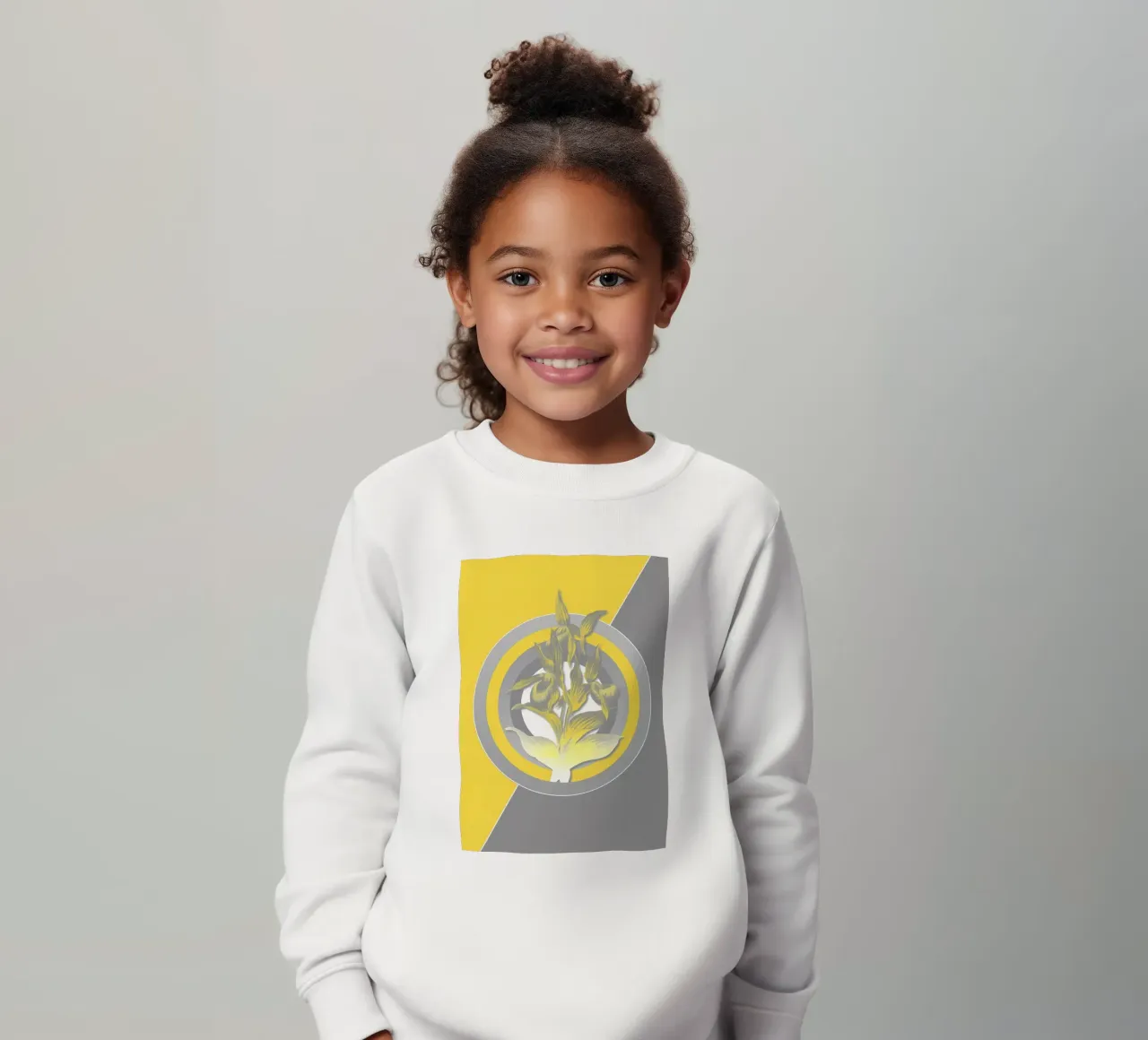 Ultimate Gray Retro Flower kids sweatshirt by diedrich