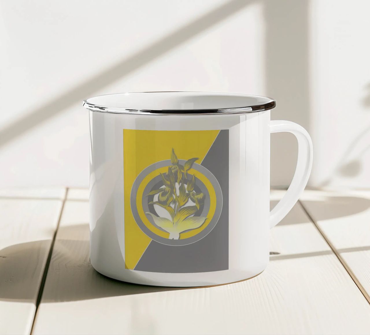 Ultimo fiore grigio retrò tazza in smalto da diedrich