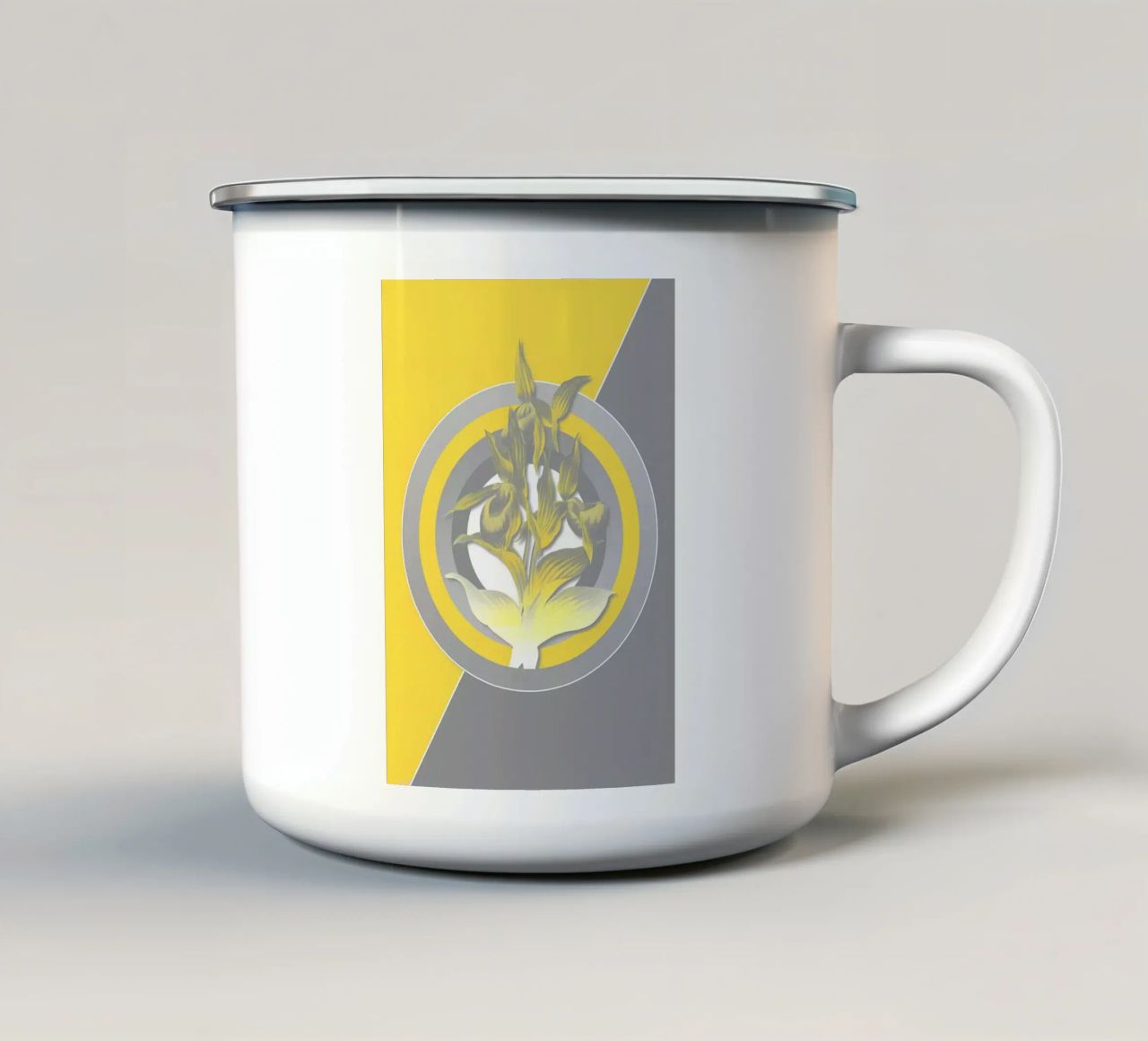 Ultimo fiore grigio retrò tazza in smalto da diedrich