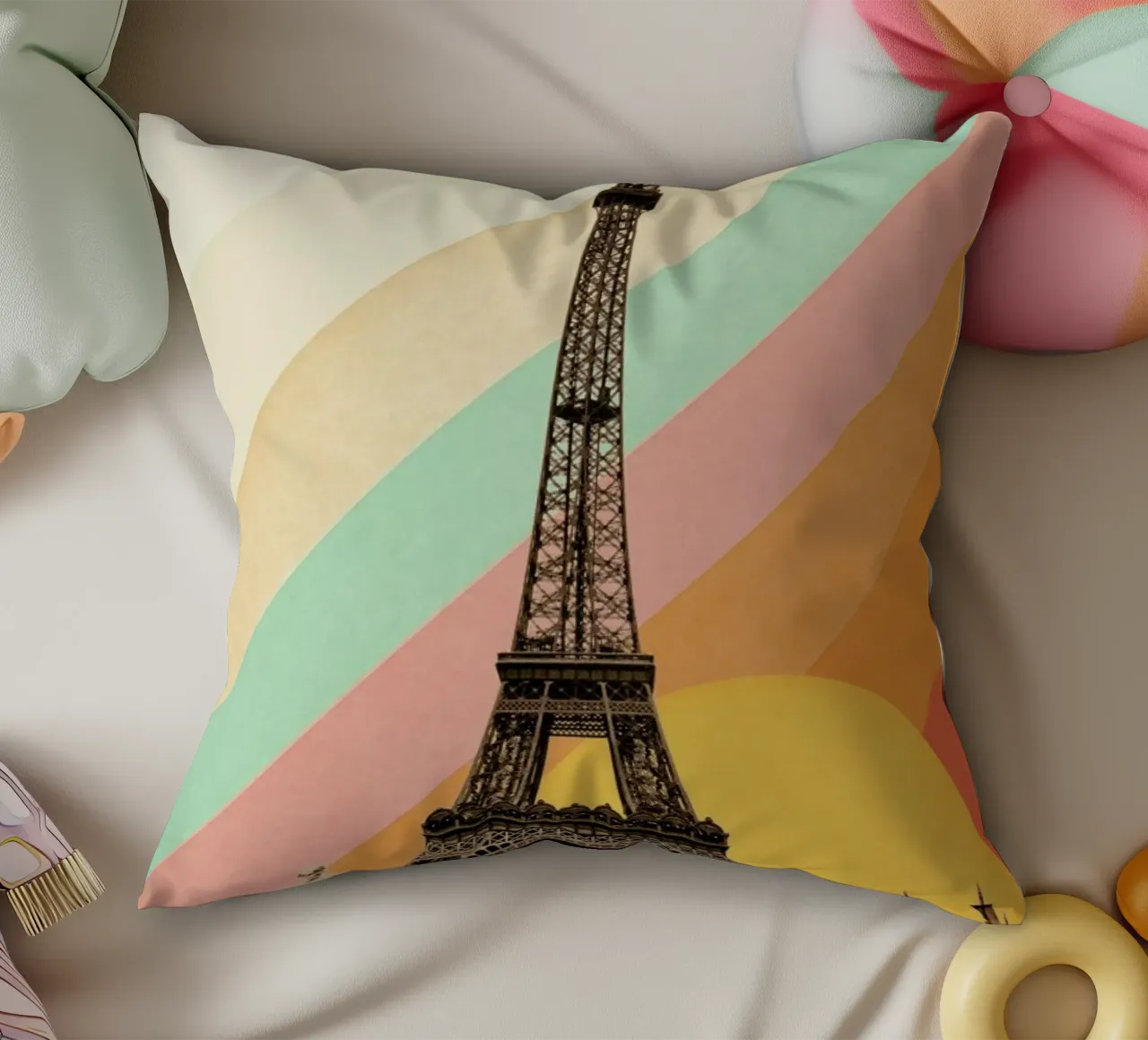 Eiffel Tower Rainbow cuscino da Florent Bodart