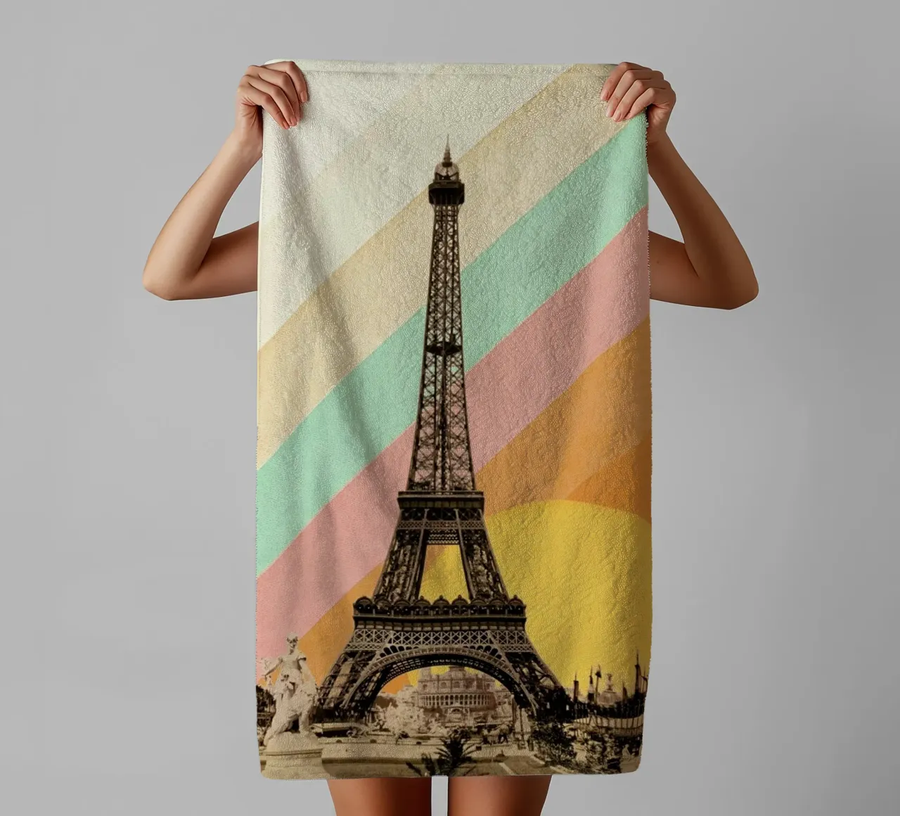 Eiffel Tower Rainbow towel by Florent Bodart