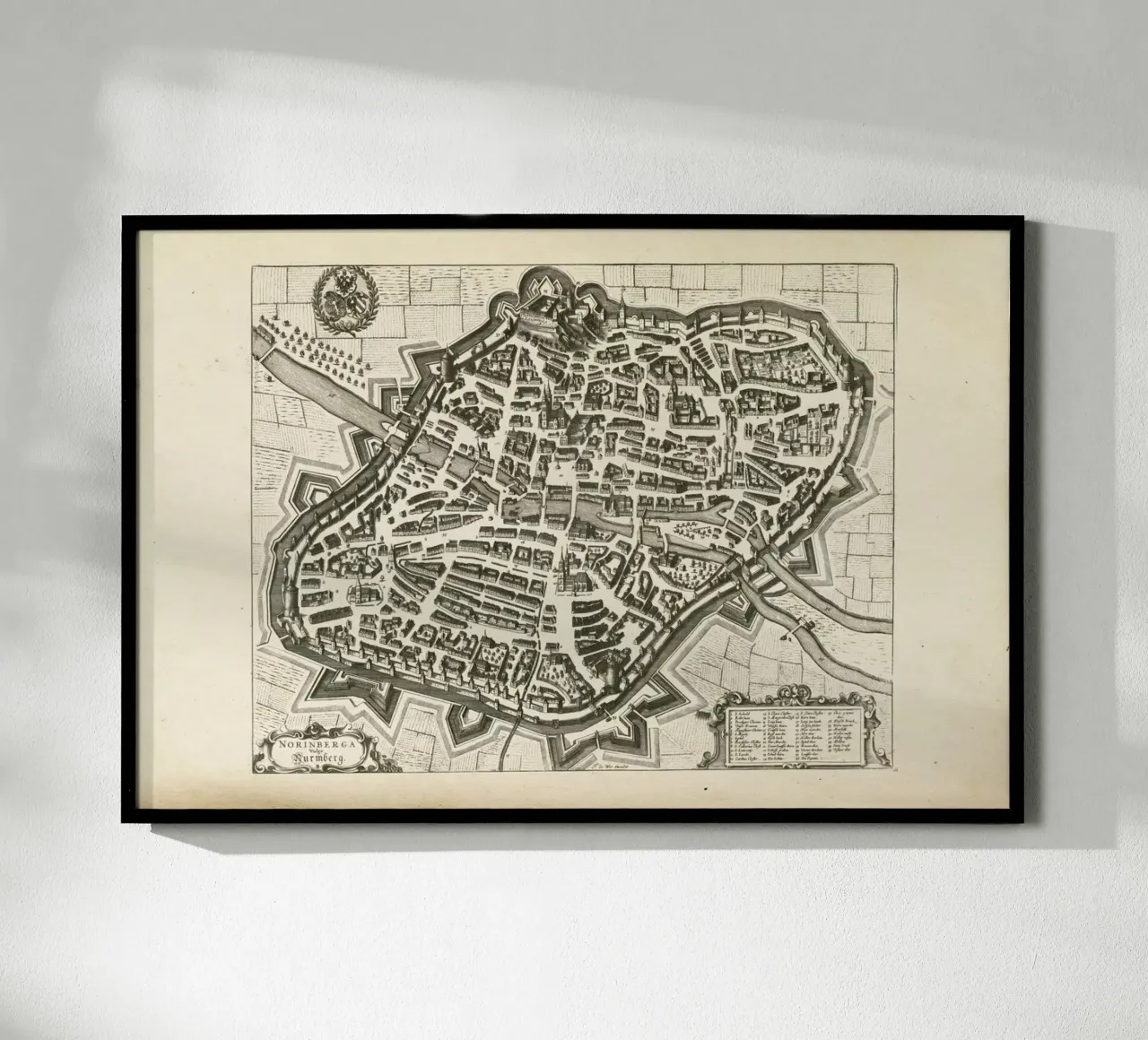 Nürnberg, Germany, 1695-1728 poster con telaio in legno da Artokoloro Quint Lox Ltd