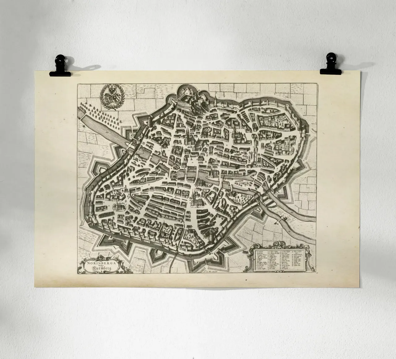 Nürnberg, Germany, 1695-1728 poster con telaio in legno da Artokoloro Quint Lox Ltd