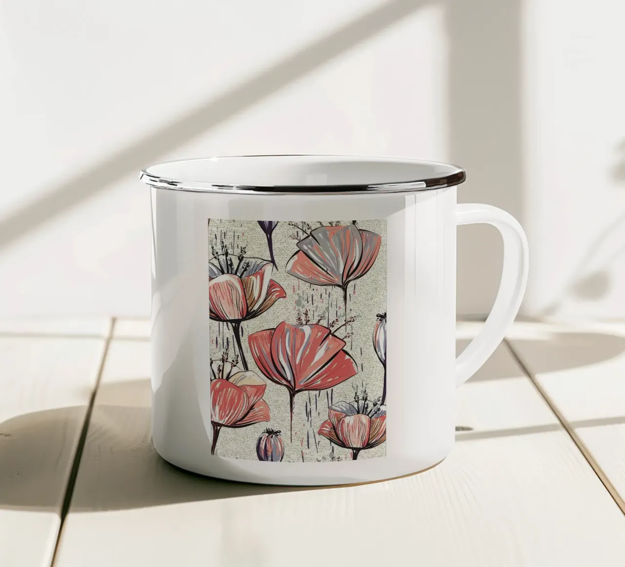 Retro Flower Pattern 05 enamel mug by diedrich