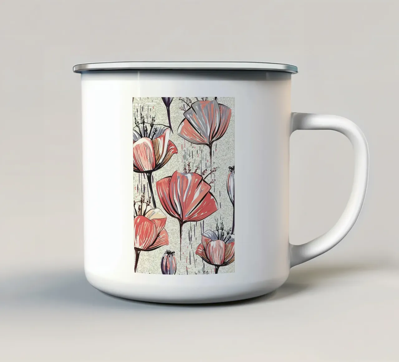 Retro Flower Pattern 05 enamel mug by diedrich