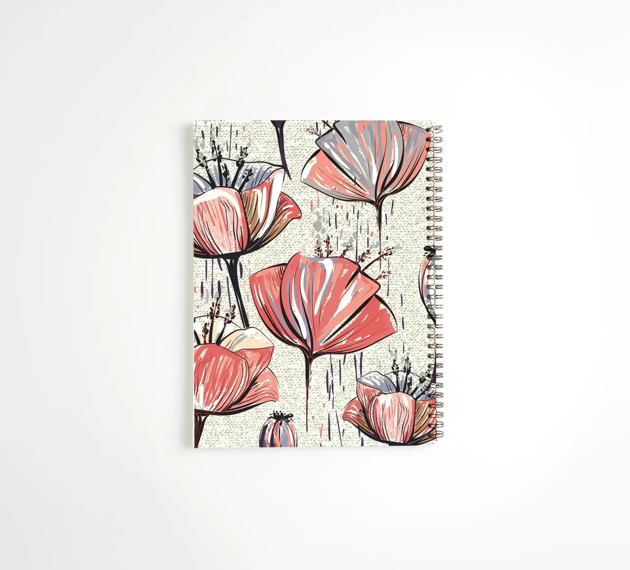 Retro Flower Pattern 05 spiral notebook by diedrich