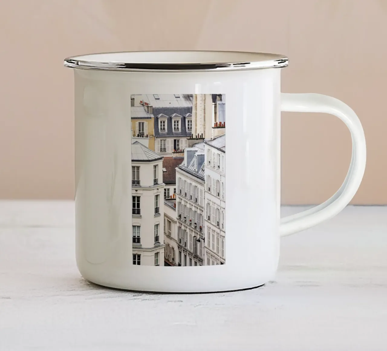 Street with a View enamel mug by Babett Schultze