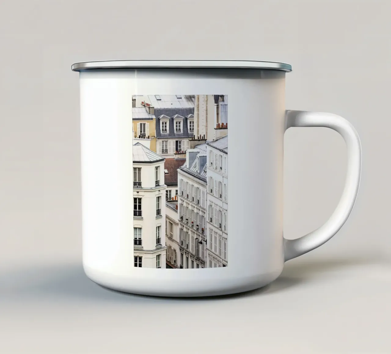 Street with a View enamel mug by Babett Schultze
