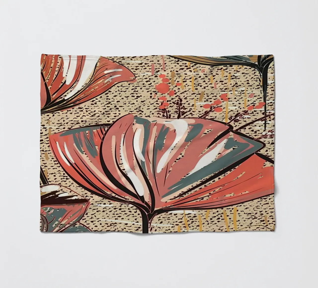 Retro Flower Pattern 02 fleece blanket by diedrich