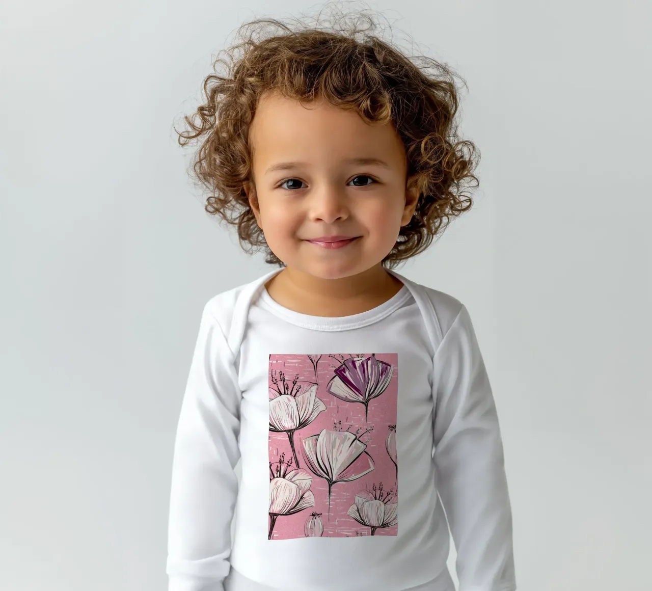 Retro-Blumen-Muster 01 Langarm Babybody von diedrich
