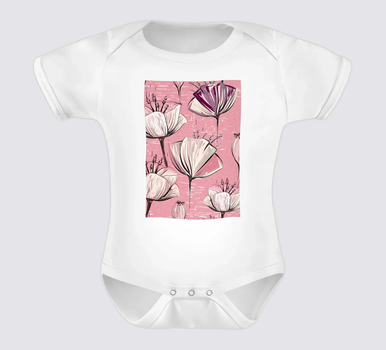 Retro Flower Pattern 01 short-sleeve baby romper by diedrich
