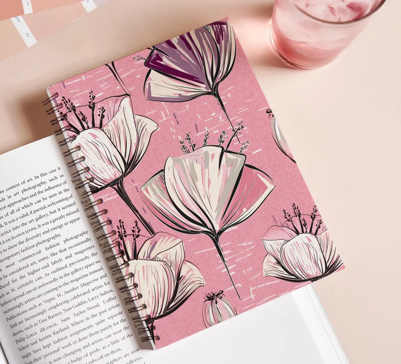 Retro Flower Pattern 01 spiral notebook by diedrich