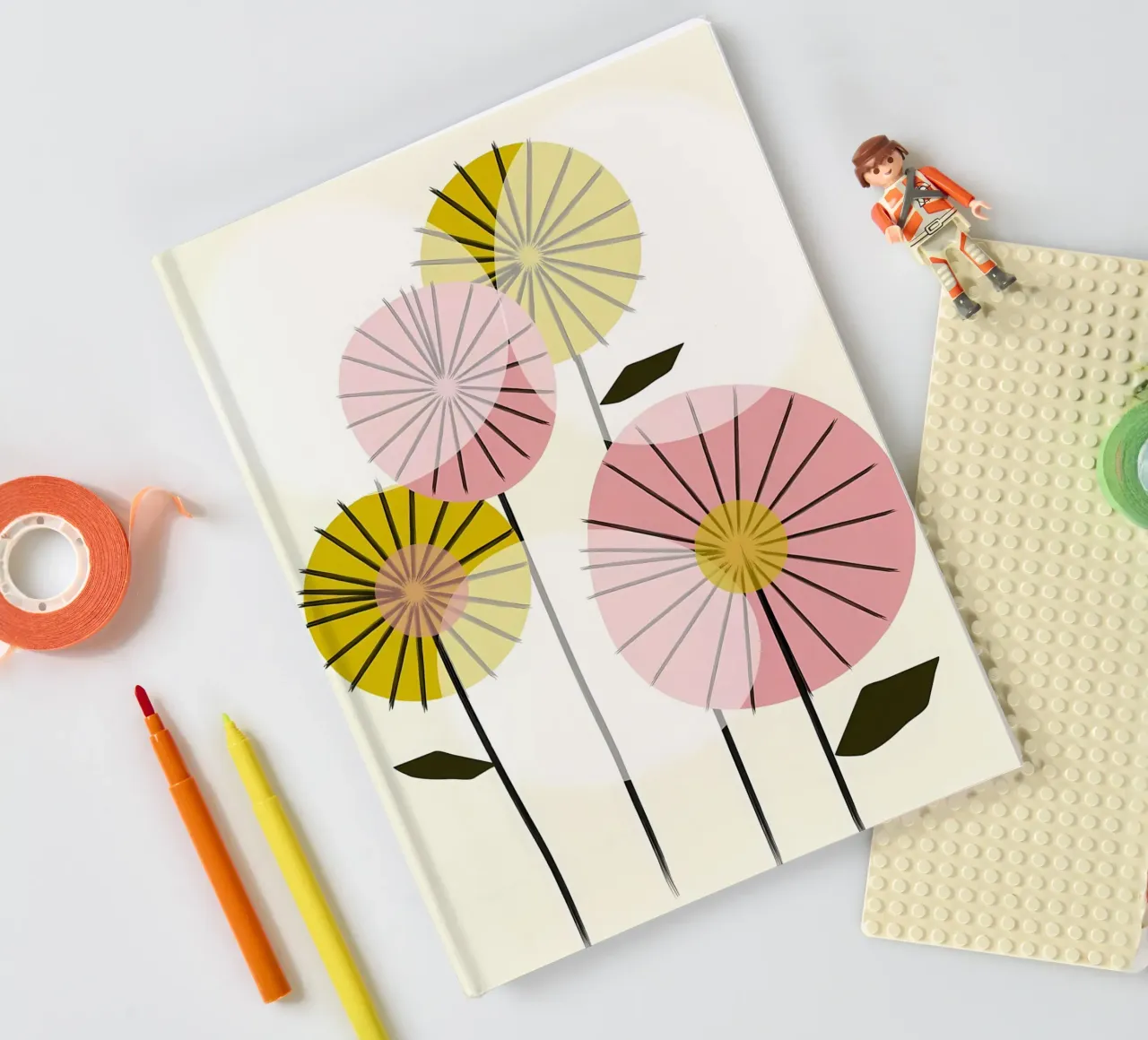 Abstract Retro Flowers notebook by diedrich
