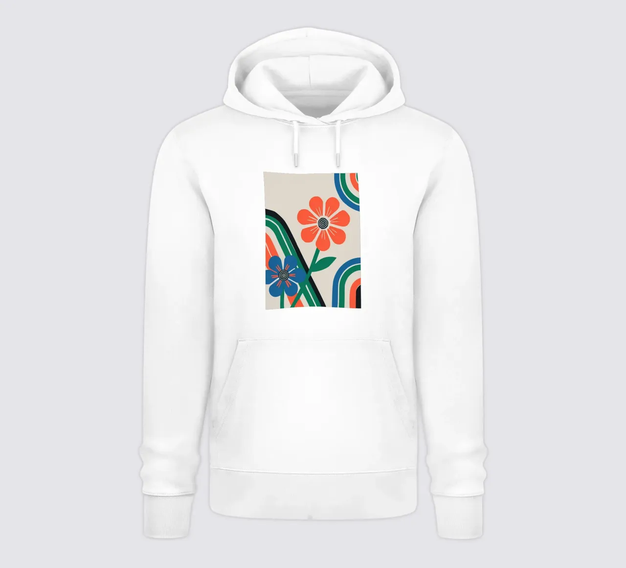 Fiori colorati e arcobaleni retrò felpa con cappuccio da diedrich
