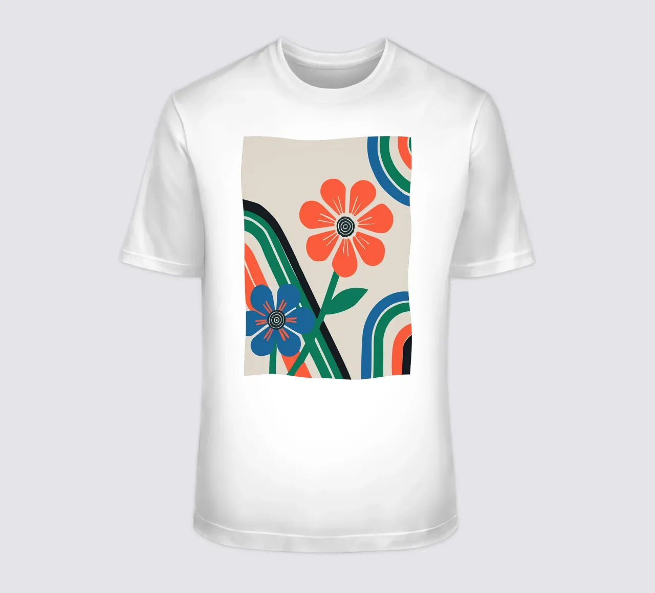 Fiori colorati e arcobaleni retrò t-shirt da diedrich