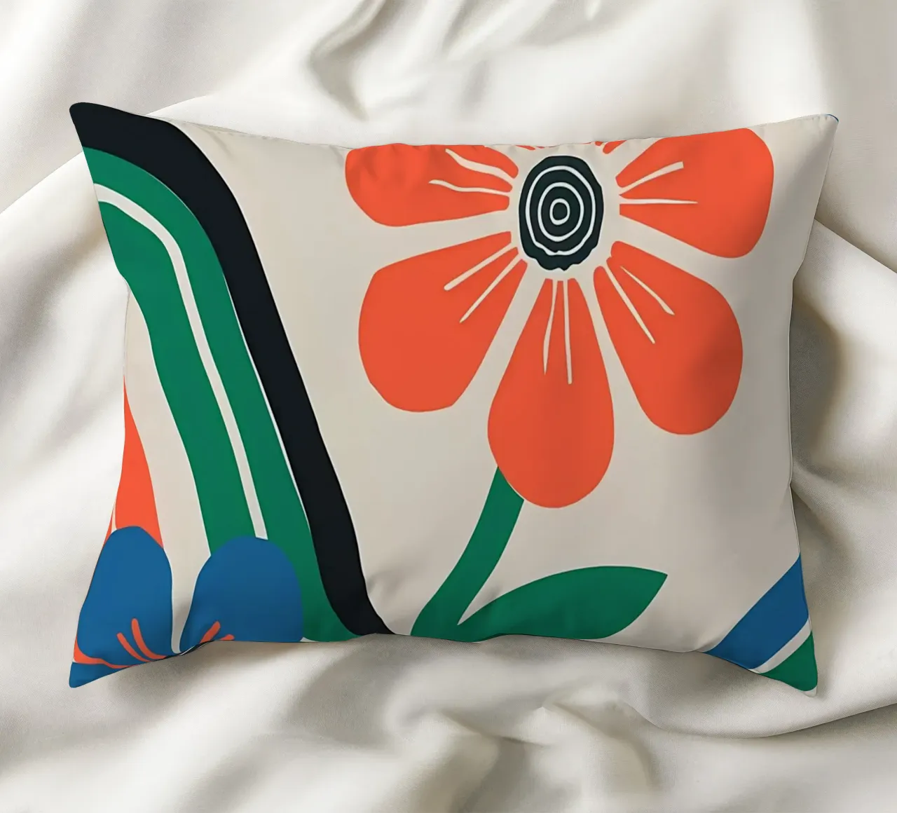 Fiori colorati e arcobaleni retrò cuscino da diedrich