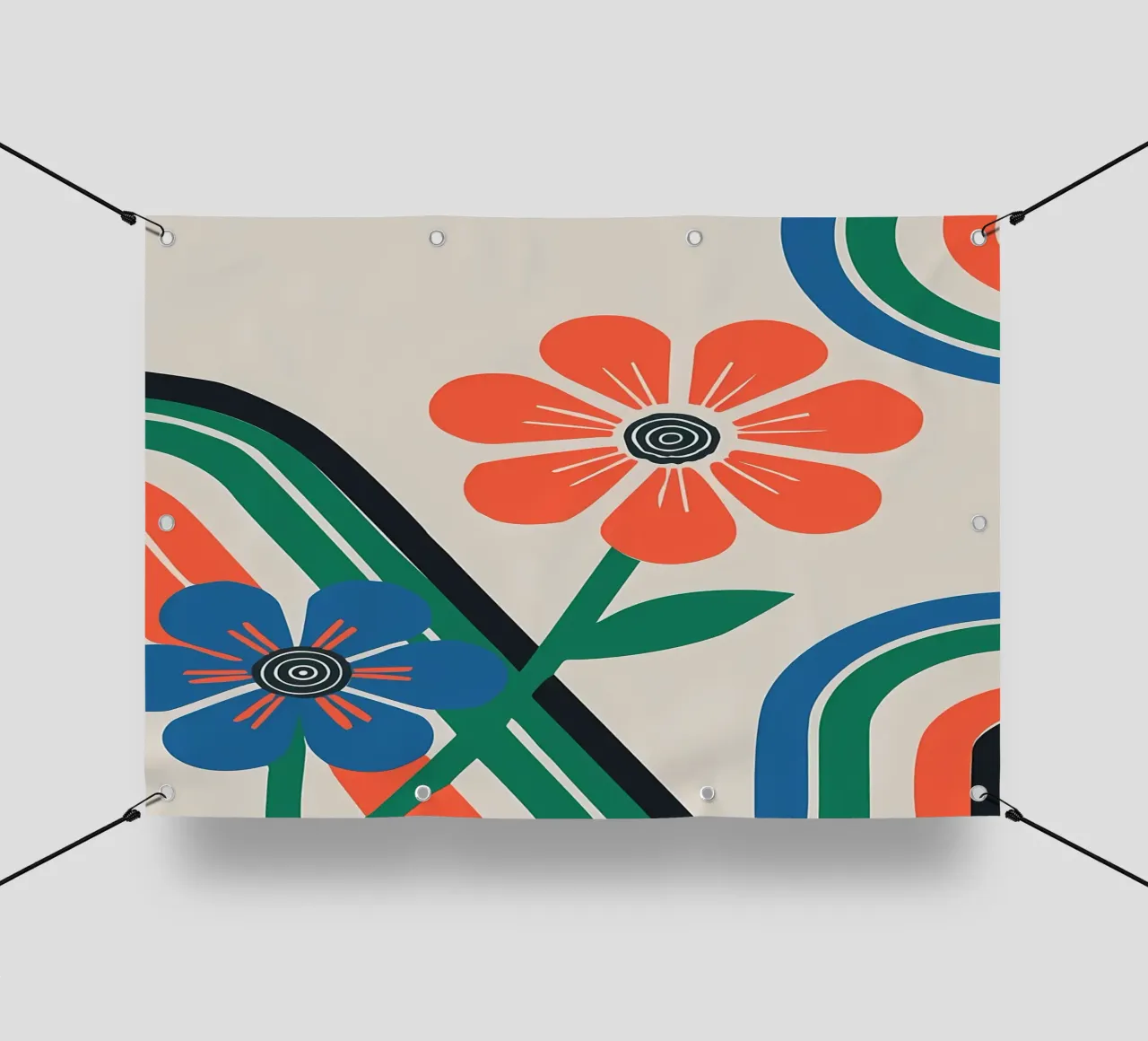 Fiori colorati e arcobaleni retrò telo in pvc da diedrich