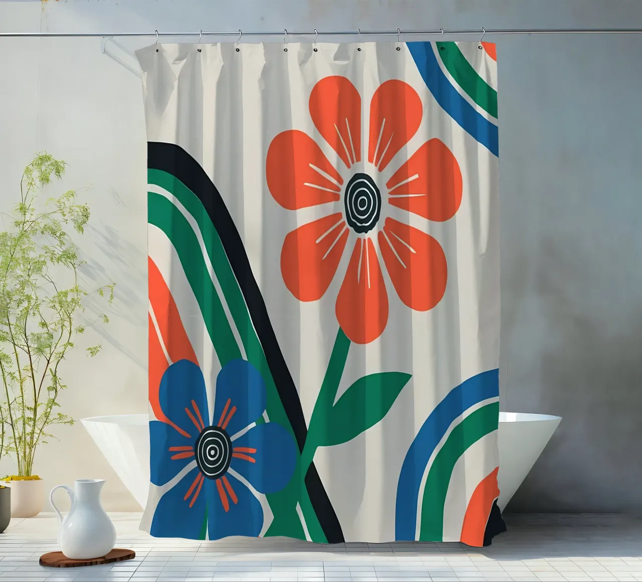 Fiori colorati e arcobaleni retrò tenda da doccia da diedrich