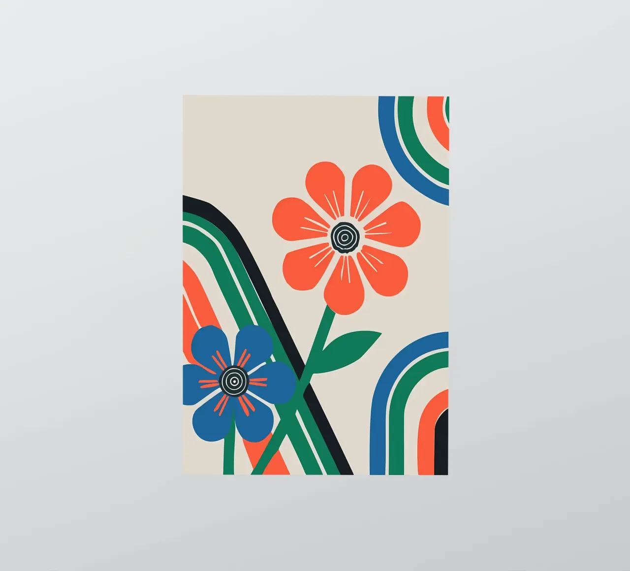 Fiori colorati e arcobaleni retrò adesivo da diedrich