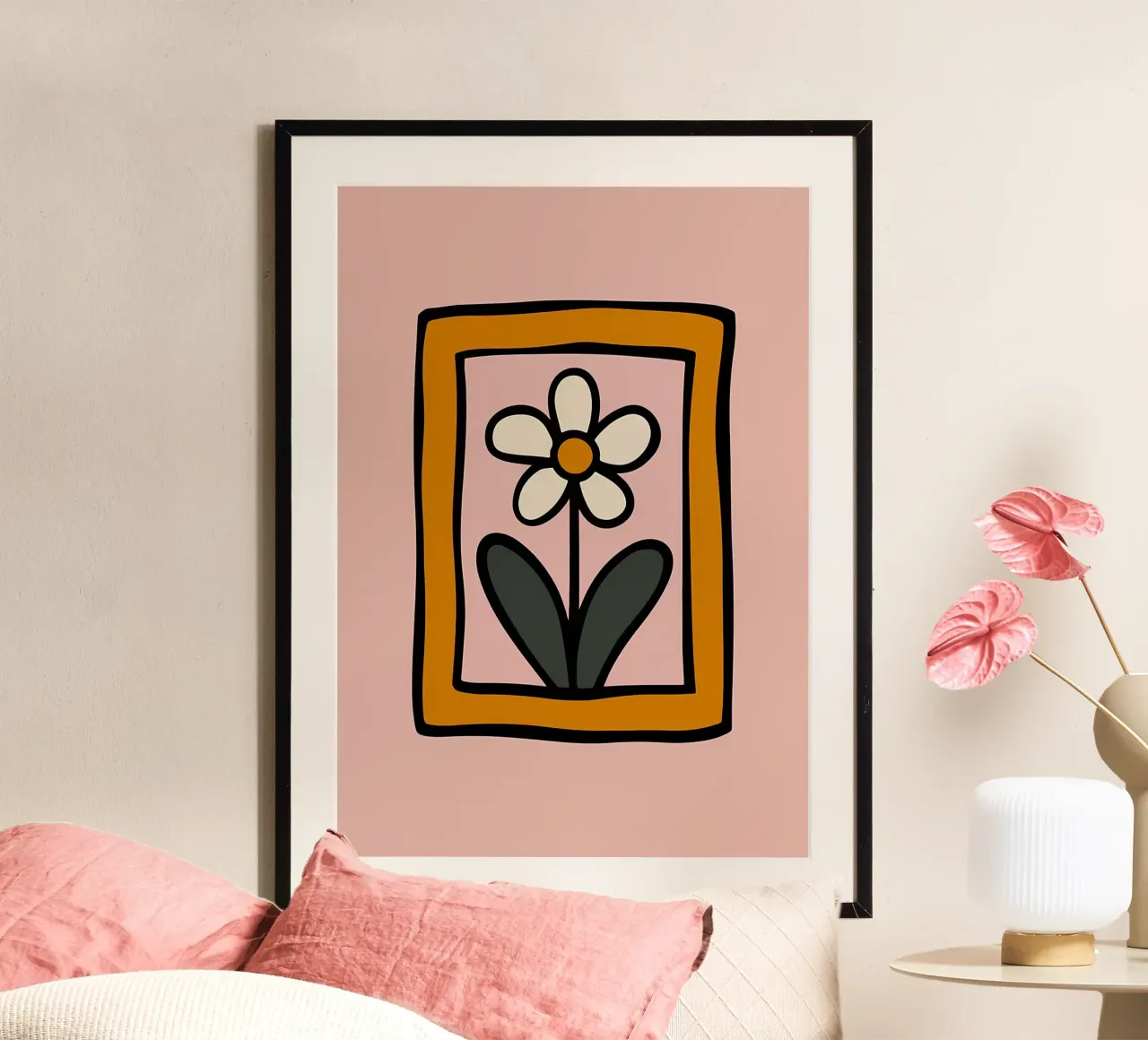 Retro Daisy Flower Print - Groovy 70s Ästhetik Wandkunst Hahnemühle von diedrich