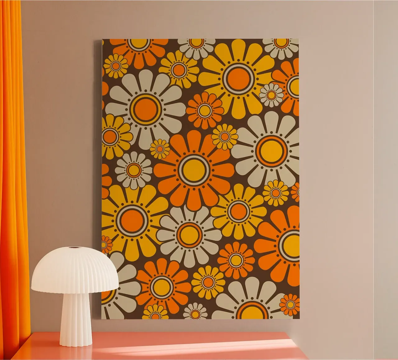 Retro Daisy Flower Pattern canvas by diedrich