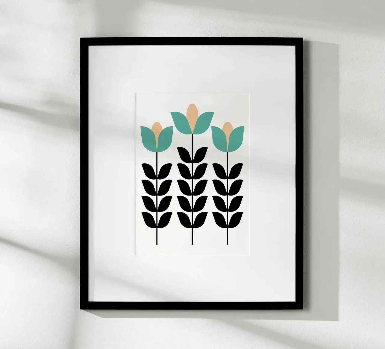 Tre fiori minimalisti color verde acqua poster da diedrich