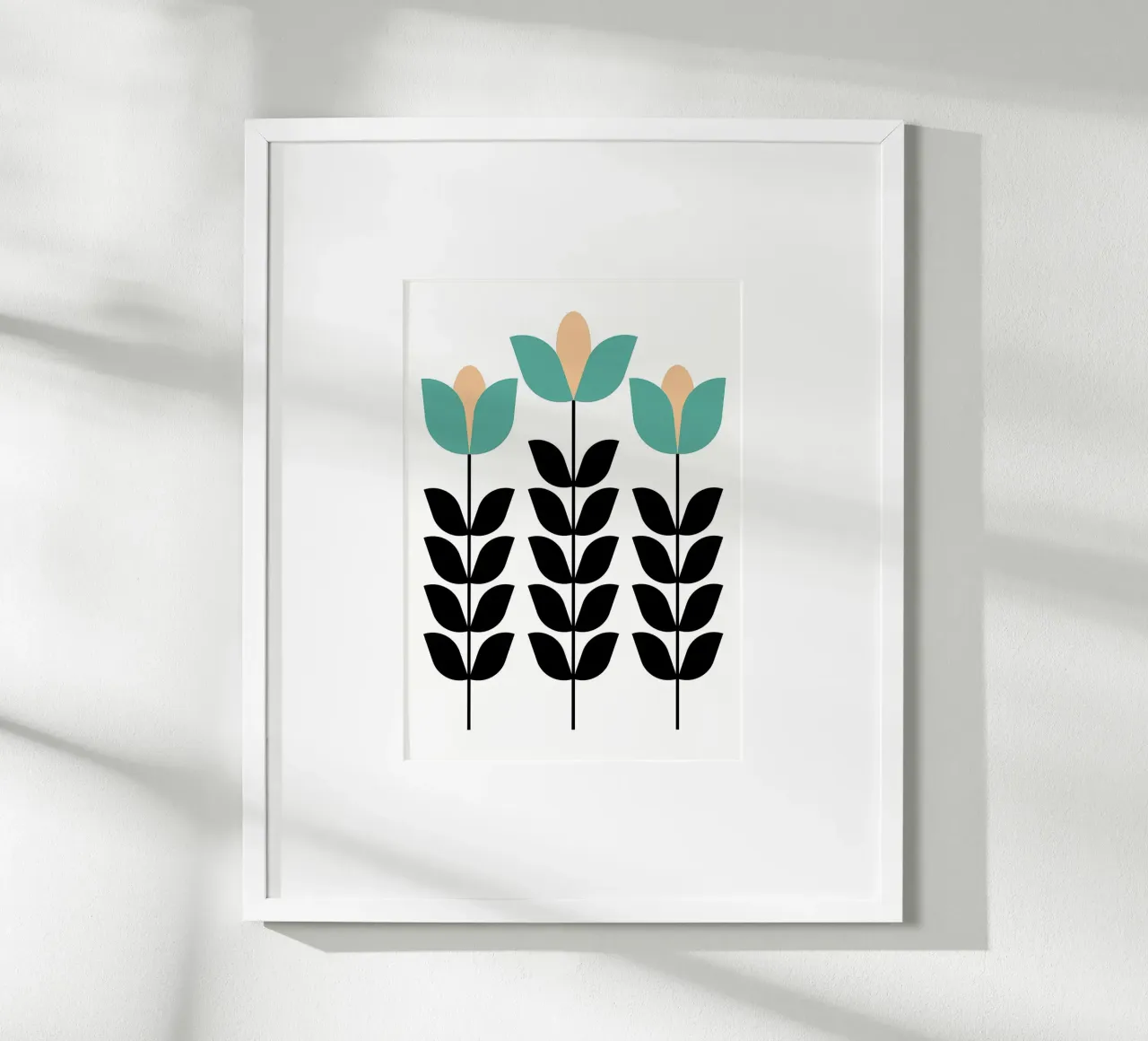 Tre fiori minimalisti color verde acqua poster da diedrich