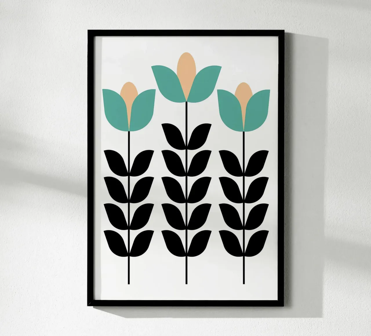 Tre fiori minimalisti color verde acqua poster da diedrich