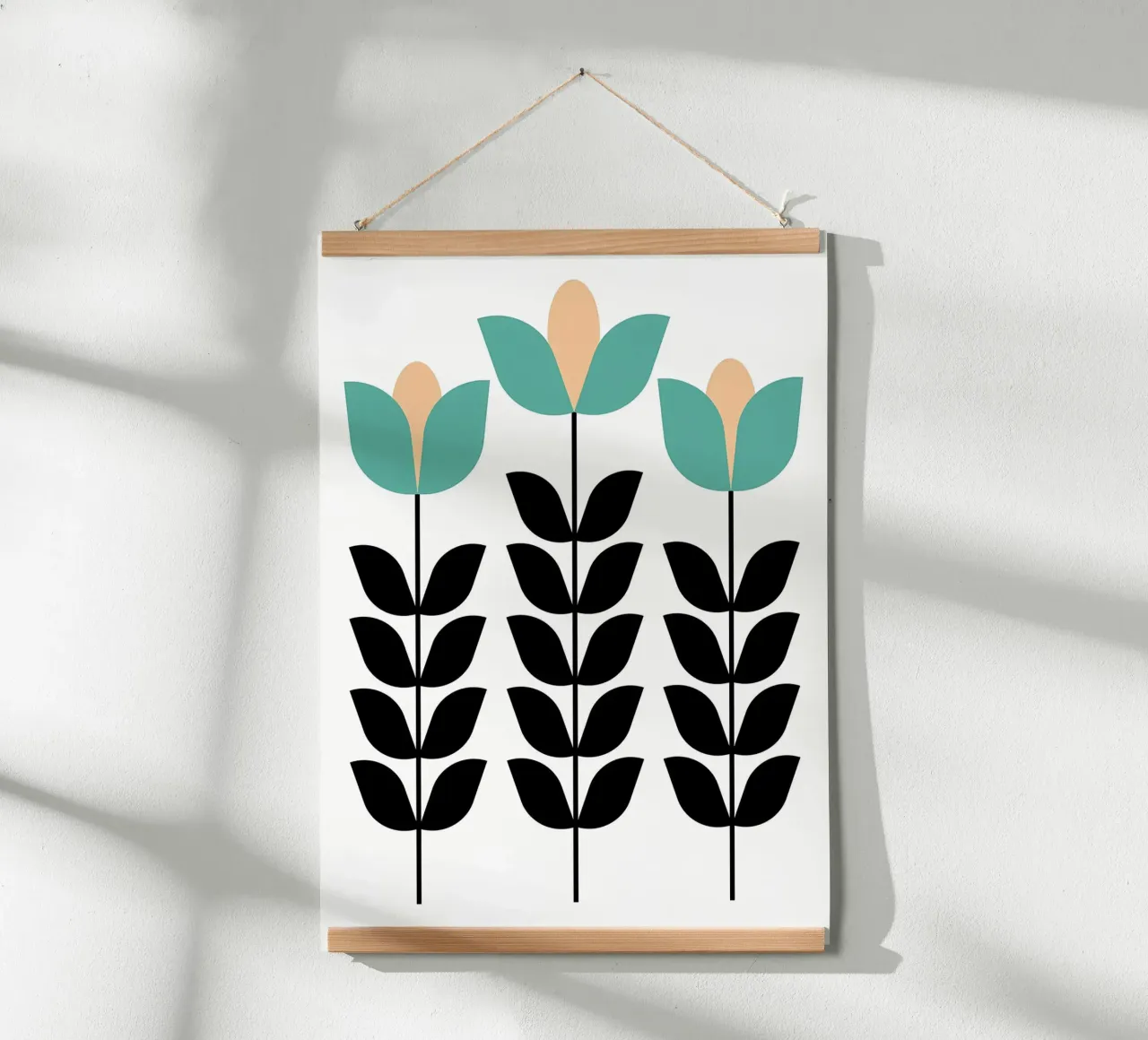 Tre fiori minimalisti color verde acqua poster da diedrich
