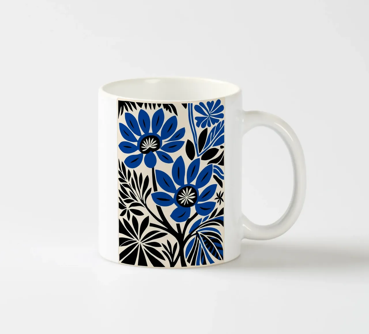 Fiori blu retrò tazza in ceramica da diedrich